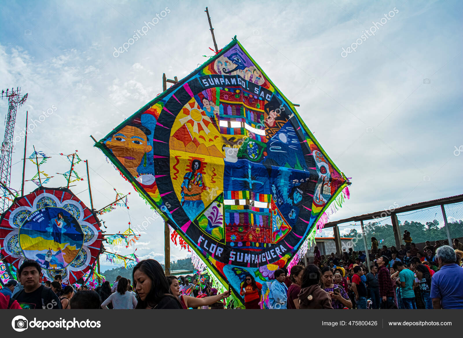 Triangle Shaped Kite Mayan Figures Sumpango Sacatepesquez Guatemala