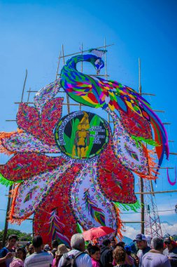 Güzel mavi gökyüzü olan şık bir hindi uçurtması