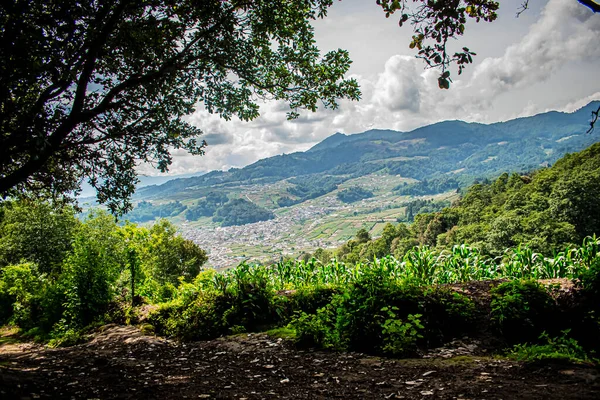 Bela Estrada Com Vista Para Cidade Concepcin Chiquirichapa — Fotografia de Stock