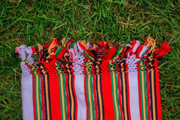 Typické Červené Bílé Mayské Tkaniny San Juan Ostuncalco — Stock fotografie