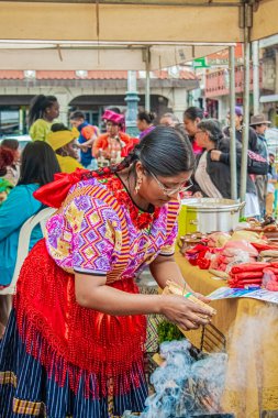 Tipik quetzalteca elbiseli güzel bir kadın.