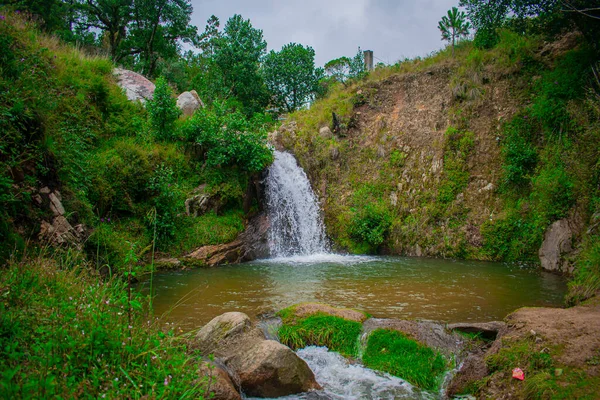 River Waterfall Stones Clouds Beautiful Landscape — Foto de Stock