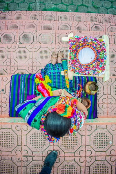 Wunderschöne Postkarte Farbenfroh Begleitet Von Der Maya Dame Mit Ihrem — Stockfoto
