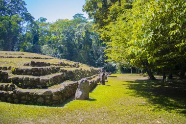 mayan ruin landscape in the forest with rocks