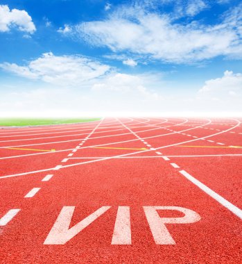 Başlangıç parça. Kırmızı yarış yolda şerit VIP