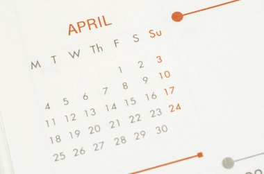 metin Nisan ay ile kağıt takvim.