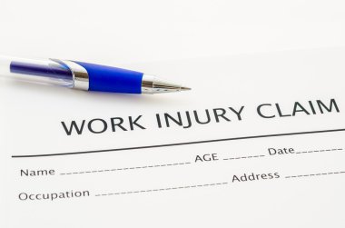 Kalem ile iş yerinde bir yaralanma için talep formu.