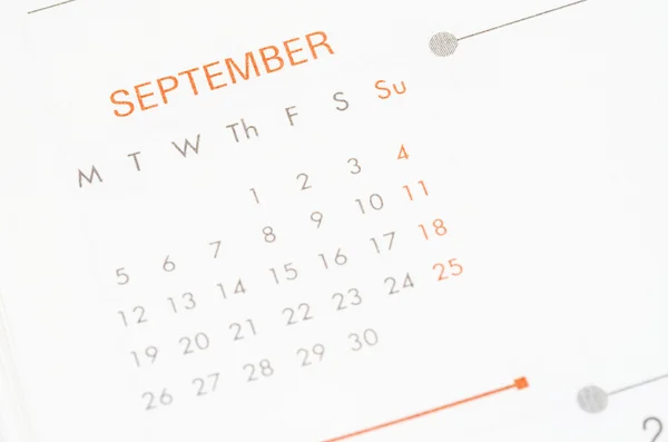 September calendar page. — Stock Photo, Image