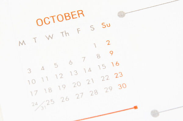 October page calendar.