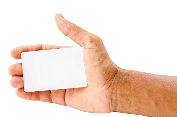 Hand holding blank card. — Stock Photo, Image
