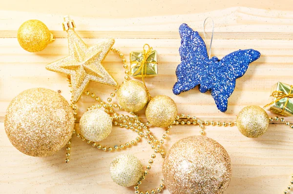 Gold theme color christmas decorations. — Stock Photo, Image