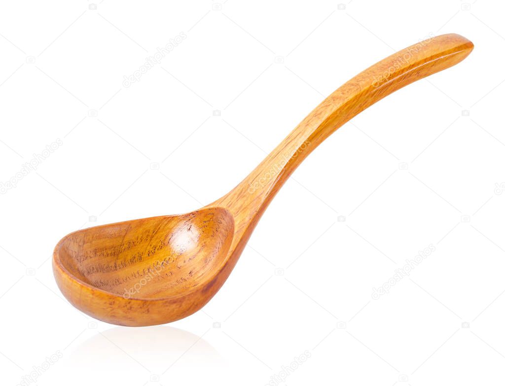 Wooden ladle isolated on white background, save clipping path.