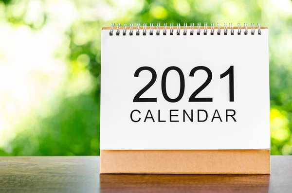 Calendar Birou 2021 Pentru Organizator Pentru Planifica Memento Masa Lemn — Fotografie, imagine de stoc