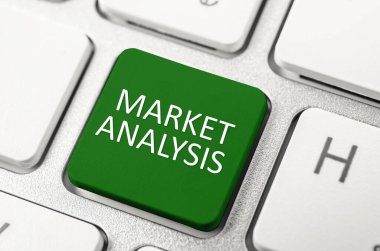 MARKET ANALYSIS sözcüğüyle kapatılmış klavye, İş Konsepti.