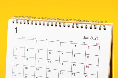 Ocak2021 Takvim masasını düzenleyicinin sarı arkaplanda planlayıp hatırlatması için kapat.