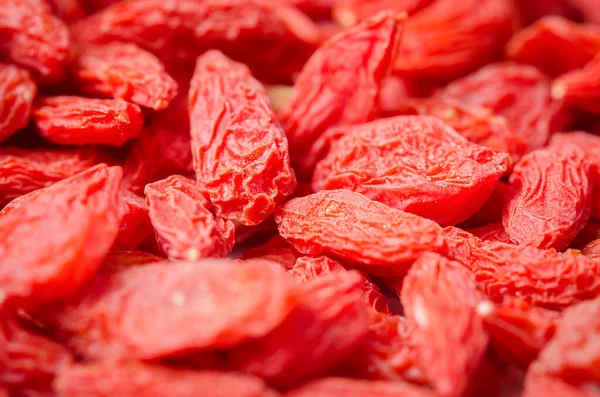 Close Dried Chinese Wolfberries Goji Berries — Stockfoto