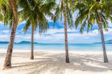 Phuket, Tayland 'daki Patong plajı. Phuket, plajlarıyla ünlü popüler bir yerdir..