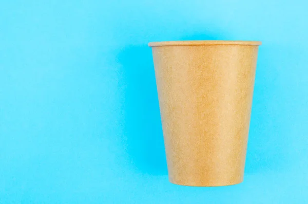Disposable Brown Paper Cup Coffee Tea Drink Environmental Materials Blue — Stock Photo, Image