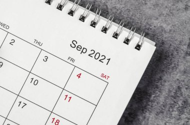 Eylül 2021 Masa takvimi masada..