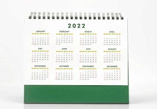 Luni Calendar Birou 2022 Fundal Alb — Fotografie, imagine de stoc