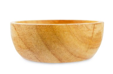 Beyaz arkaplanda izole edilmiş boş tahta bardak, kırpma yolu.