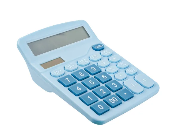 Kalkulator Niebieski Kolor Izolowany Białym Tle Zapisać Ścieżkę Wycinania — Zdjęcie stockowe