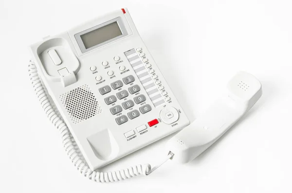 White Phone Office Auf Weißem Hintergrund — Stockfoto