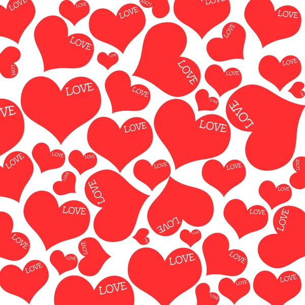 Rote Herzen und Liebesworte. — Stockfoto