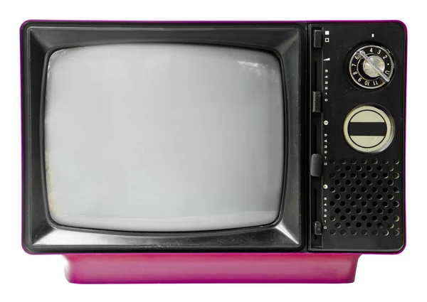 Винтажный телевизор изолирован на белом фоне — стоковое фото