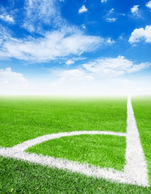 Soccer ball in corner kick position.