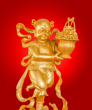 Altın zenginlik Tanrı ya da refah (Cai Shen) heykeli.