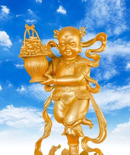 Gold God of Wealth or prosperity (Cai Shen) statue. — Stock Photo, Image