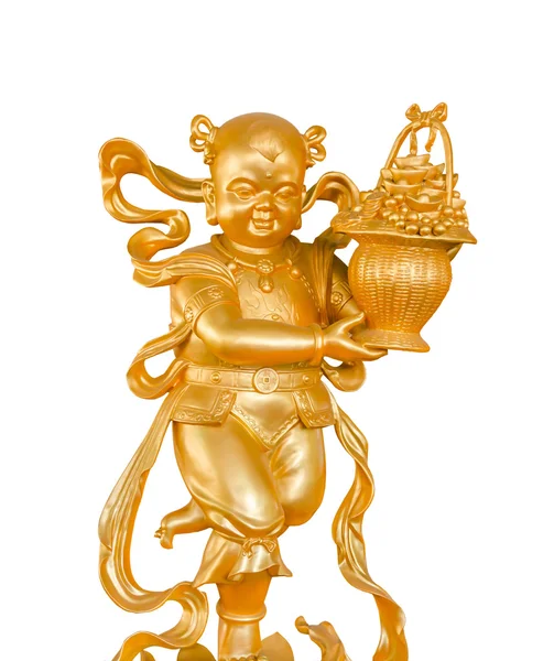 Gold Children God of Wealth or prosperity (Cai Shen) statue — Stock Photo, Image