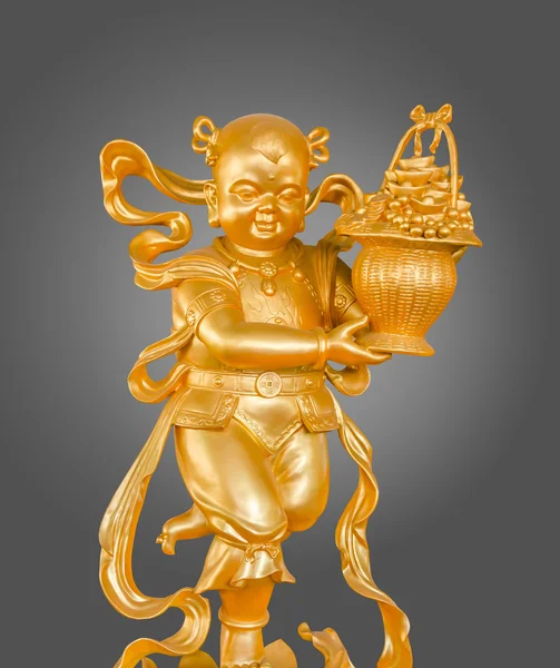 Gold God of Wealth or prosperity (Cai Shen) statue. — Stock Photo, Image