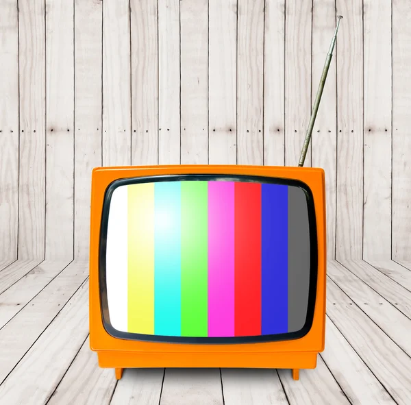 Room with oragne vintage TV. — Stock Photo, Image