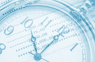 Saat yüzü ve kitap banka ekstresi.