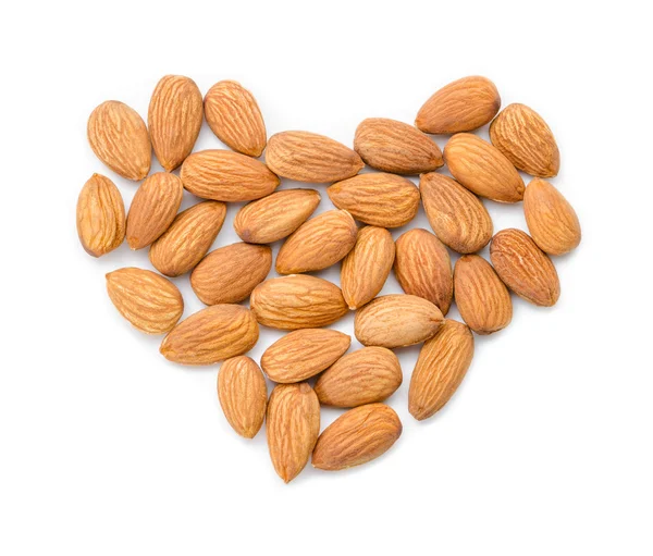 Almond heart shape. — Stock Photo, Image