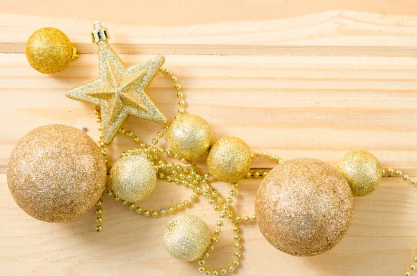 Golden Christmas decorations. — Stock Photo, Image
