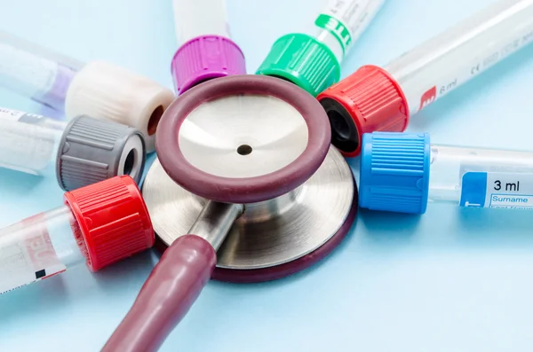 Stethoscope tube of blood tube. — Stock Photo, Image