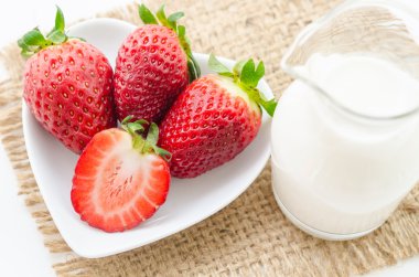 Çilek ve süt içecek.