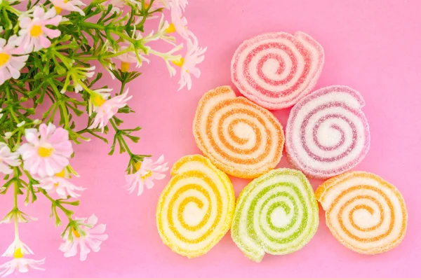 Jelly sweet, flavor fruit, candy dessert colorful. — Stock Photo, Image