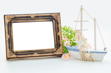 Eski vintage boş fotoğraf çerçevelemek ve dekorasyon.