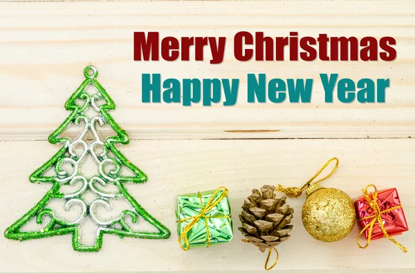 Merry Christmas and happy new year wording. — Stock Photo, Image