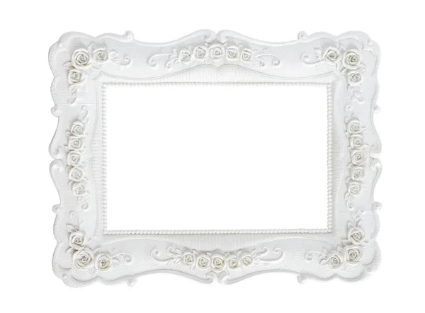 White vintage photo frame isolated on white. — Stock Photo, Image