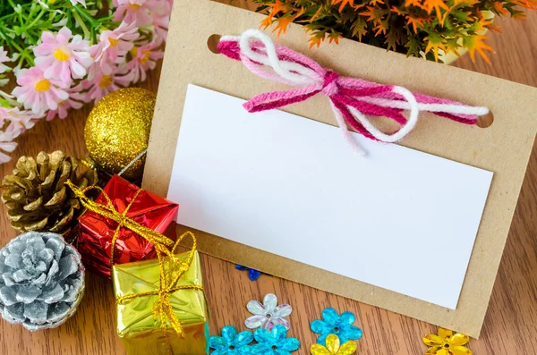Blank Christmas Greeting card with Christmas decorations. — Stock Photo, Image