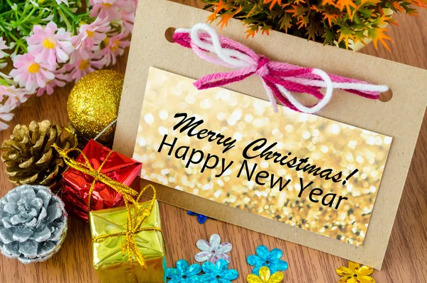 Jul som Greeting card ans gott nytt år med julen decora — Stockfoto