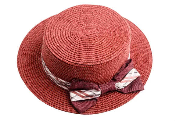 Bonito chapéu vermelho palha . — Fotografia de Stock