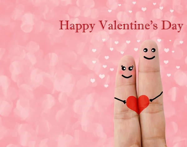 Dedo pintado sonriente, concepto del día de San Valentín . — Foto de Stock