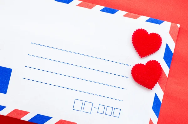 Vintage mail envelopes and red heart. — Stock Photo, Image