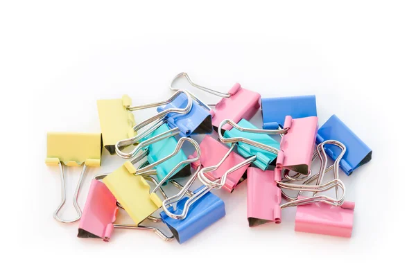 Binder clips on white. — Stock Photo, Image